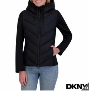 DKNY Women’s Scuba Mix Media Jacket Puffer Size Medium M or XL X-large